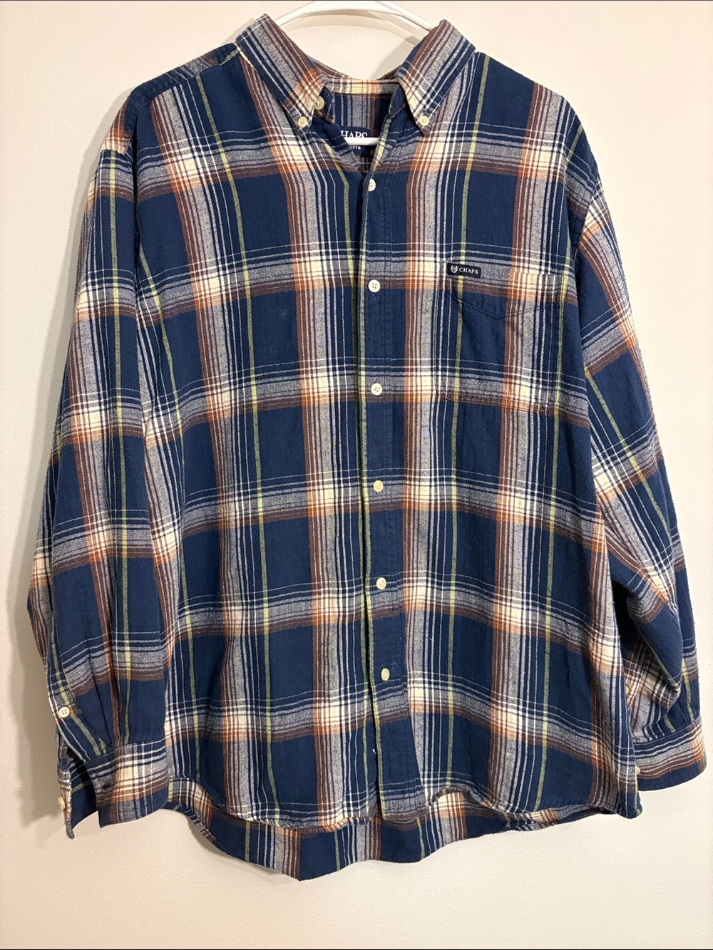 Chaps Blue Plaid Long-Sleeve Button-Down Shirt